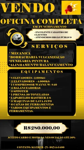 VENDO OFICINA COMPLETA EM FUNCIONAMENTO