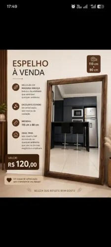 Espelho com estrutura em madeira maciça 