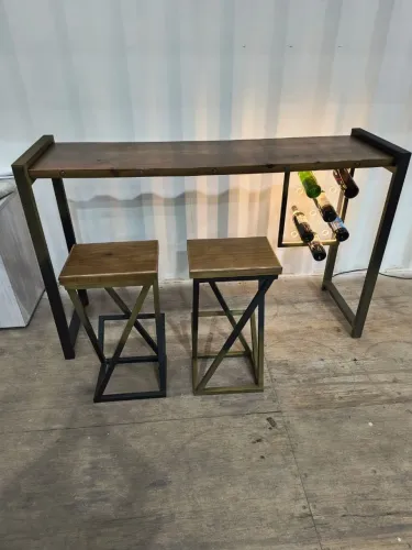 Mesa aparador Adega, com 2 Banquetas,peça única e exclusiva, tamanho 1,70x0.52