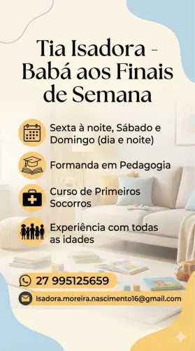 Serviços de babá aos finais de semana 