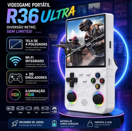 R36 Ultra Tela 4 Polegadas HD Colorida HD 128GB LED WI-FI Nativo