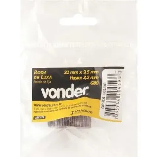 Roda de lixa para microrretífica 32 mm x 9,5 mm G80 VONDER60.61.500.140
