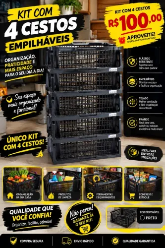 Cesto empilhavel reforçado