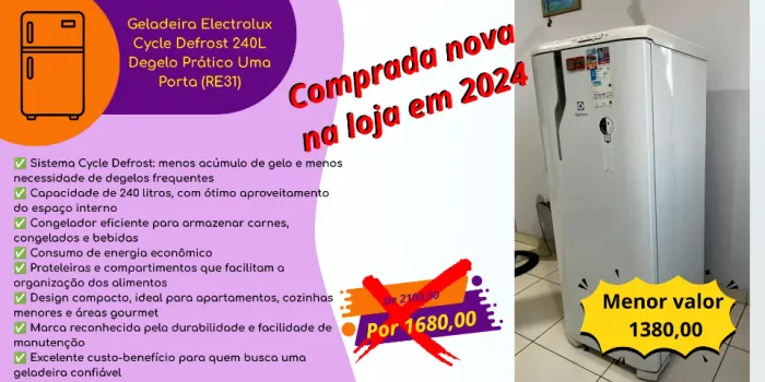 Geladeira Electrolux Cycle Defrost 240L Degelo Prático Uma Porta (RE31)