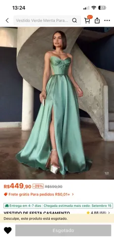 Vestido festa verde menta