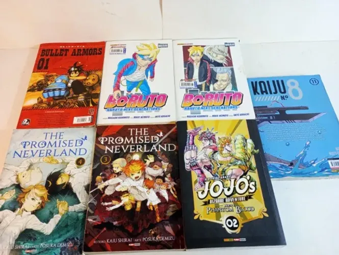 Lote 7 Mangas Shonen Jojo Boruto Promised Neverland Kaiju 8