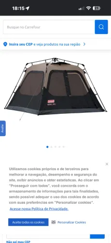 Duas barracas de camping uma de 4 lugares e uma de 08 lugares 