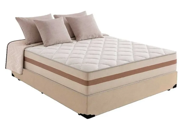 Cama casal box bege 