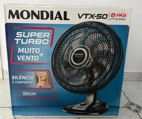 LACRADO] MONDIAL Ventilador 50cm Super Turbo 8 Pás, Preto/Prata, 150W, 220V - VTX-50-8P