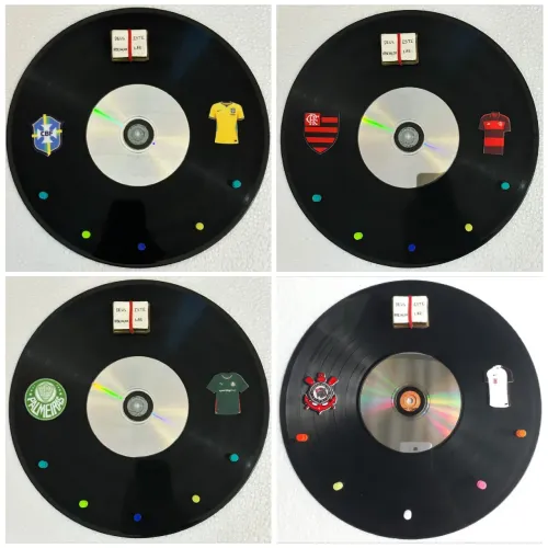 Porta Chaves e Chaveiros em Disco de Vinil Times de Futebol Exclusivo<br><br><br><br>