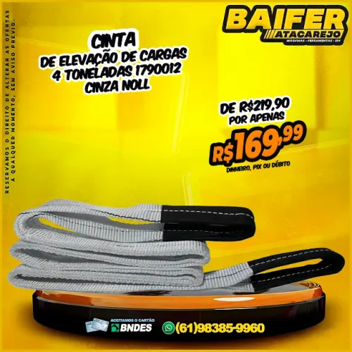 Cinta de Elevação de Cargas 4 Toneladas 1790012 Cinza Noll