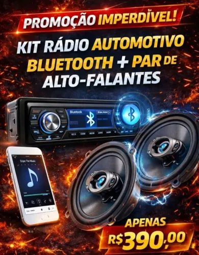 Kit aparelho de som c/ Bluetooth + 2 alto-falantes R$380,00