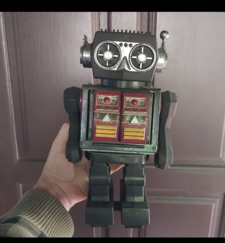 Antigo robô de brinquedo ajos 80 marca HS Horikawa japonês funcionando 