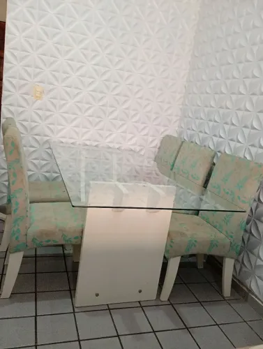 Mesa 6 cadeiras com tampo de vidro