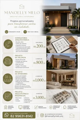 Arquiteta | Projetos Residenciais, Interiores e Fachadas | Atendimento Online