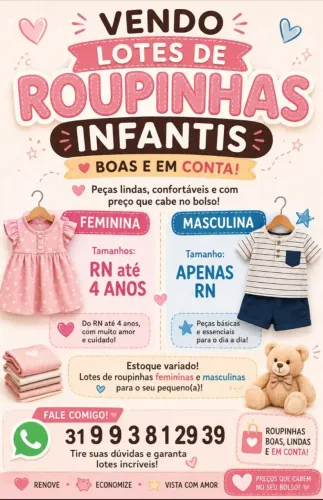 Lote de roupas de menina e menino