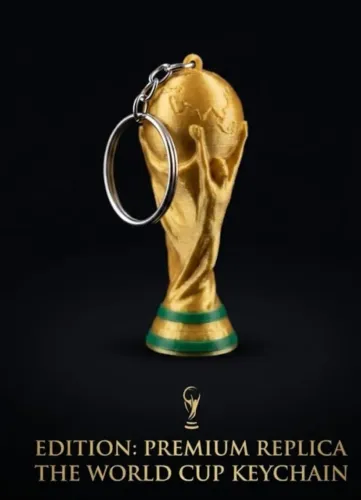 Chaveiro Premium em miniatura da taça da copa do mundo em 3D