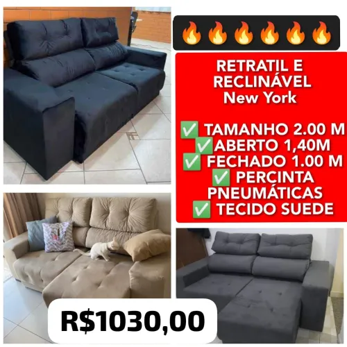 Sofá retrátil e reclinável New York 2,00m