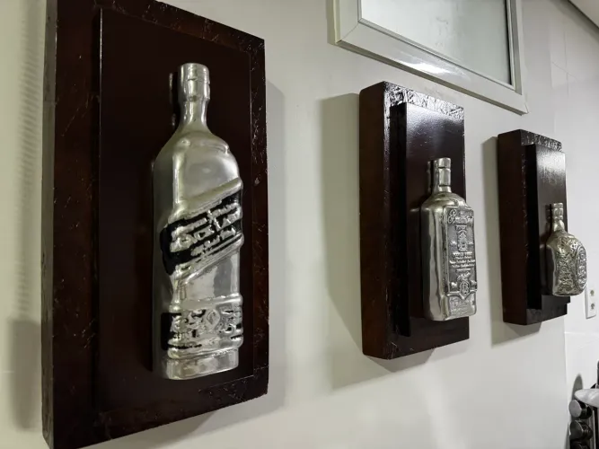 Kit 3 Quadros Decorativos 3D Garrafas para Adega Bar Churrasqueira