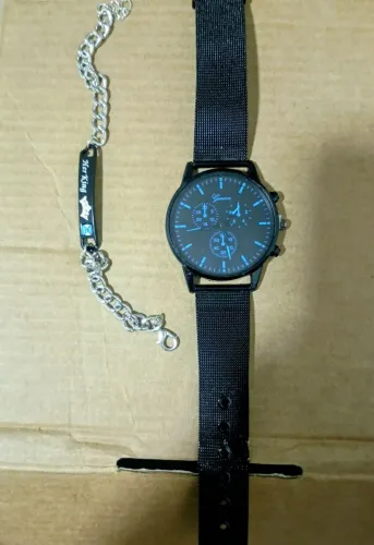 relógio de quartzo masculino+pulseira