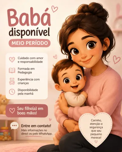 Babá disponível em meio período
