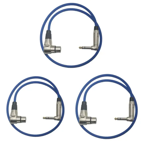 Kit 3 Cabos Auxiliar UI24 para Powerplay XLR 90° x P10 90° TRS ( 80cm )