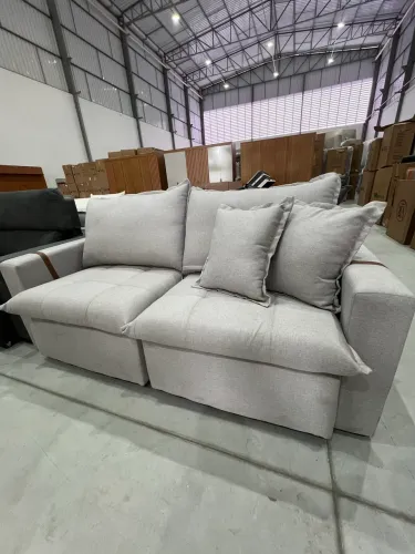 Sofá Sem Caixa Molas Ensacadas Linho Cinza ÚLTIMA PEÇA 