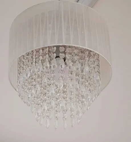 Lustre pendente cúpula com cristais