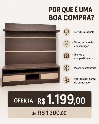 Painel com rack robusto 2,15 m ? ótimo estado
