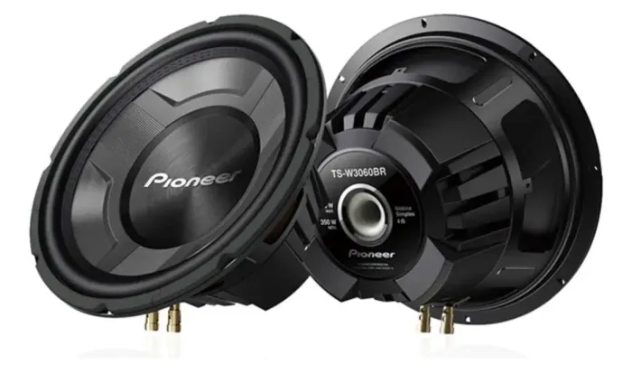 Par de Subwoofer 12 polegadas Pioneer 350wrms Cara Preta Ts-w3060br