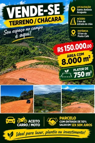 Vendo Área com 8 mil metros em Araguaia