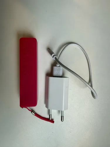 Carregador Portátil Power Bank Rosa + Carregador De Parede E Cabo
