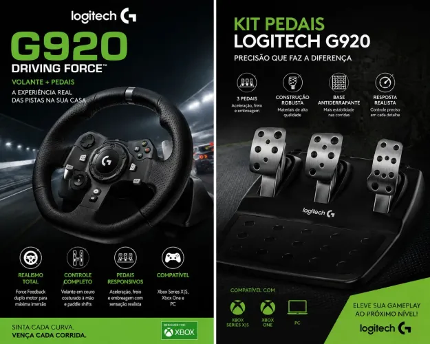 Volante e Pedais Logitech
