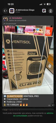 Climatizador Ventisol 45L Lacrado 210w 1370,00