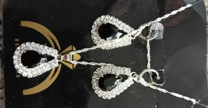 Conjunto strass prata 925