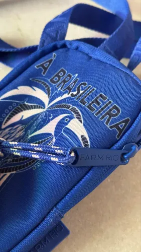 Bolsa Farm Porta-Celular Azul Estampa À Brasileira
