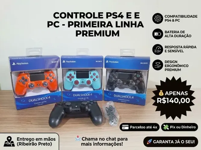 Controle PS4 e PC - Novo na Caixa!