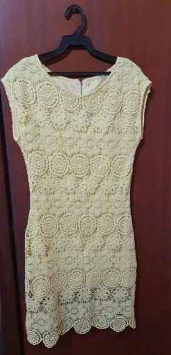 Vestido Crochê Amarelo Elegante