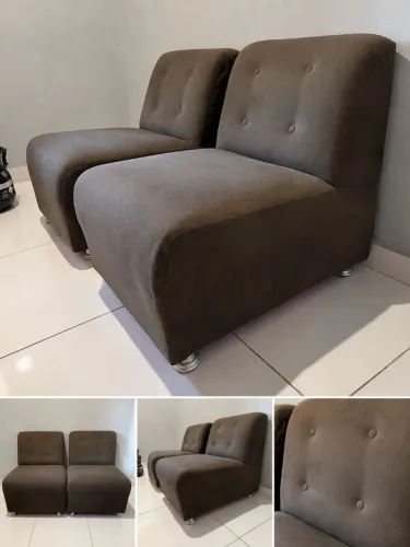 Par de Poltronas em Suede Marrom