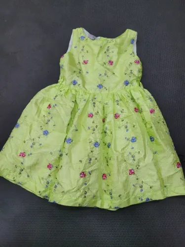 Vestido infantil verde estampado 4 anos