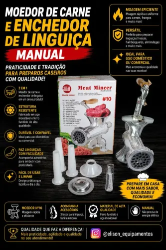 Moedor de carne e enchedor de linguiça manual