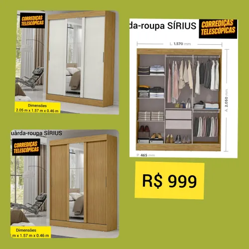 Guarda roupa casal com espelho
