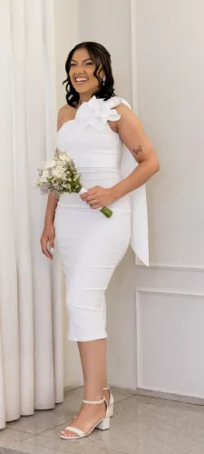 Vestido de Noiva Midi para casamento Civil - Usado uma vez Tamanho P/M/G