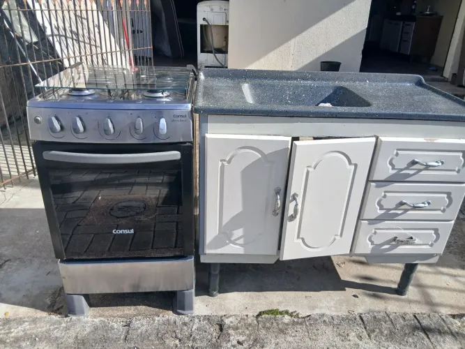 Balcão mais cuba + fogao com mangueira e registro 