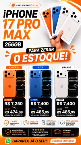 iPhone 17 Pro Max 256GB Lacrado | Garantia 1 Ano Apple
