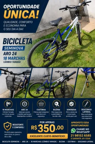 Bicicleta Seminova Aro 24 - 18 marchas (câmbio Yamada)