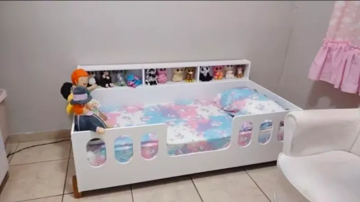 Cama Infantil Montessoriana Led Nina com Nicho - Branco