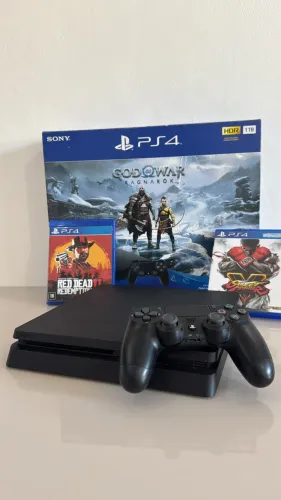 Ps4 Slim, 1 Tb memória, 1 controles com caixa e mais de 25 jogos!!