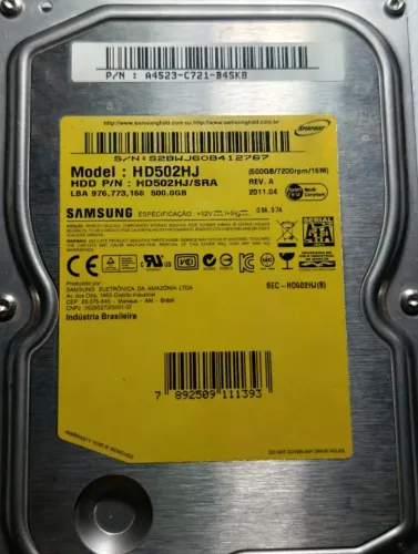 HD Samsung Sata 500Gb Usado