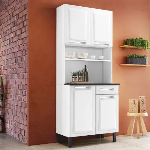 Kit cozinha de aço pratica itatiaia 80 4p + 1gav - branco / pronta entrega 